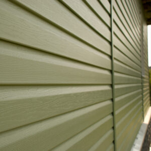 Olive green siding on a home